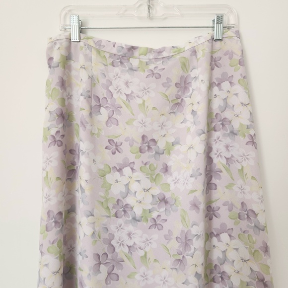 Vintage 90s Pendleton Pastel Purple Floral Midi Skirt‎ Size 14 Petite - Picture 3 of 15